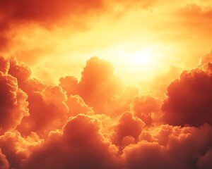 Rich orange gradient in a vertical sky photo, clouds parting in the middle to expose the sky, vibrant and beautiful background