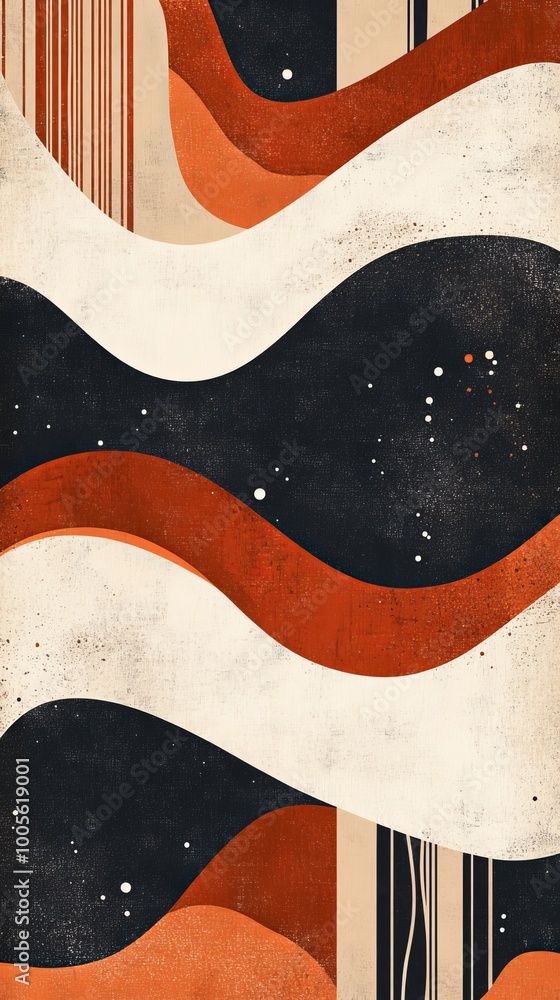 Poster abstract geometric pattern with flowing shapes in