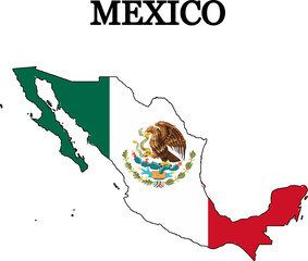 Mexico. Flag-map. Print on T-shirt, cup, etc. 