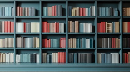 Modern Library Shelf with Diverse Textbook Collection
