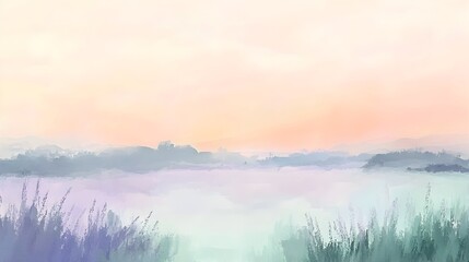 Fototapeta premium Serene Pastel Toned Abstract Landscape with Soft Hues of Lavender Mint and Peach Creating a Minimalist