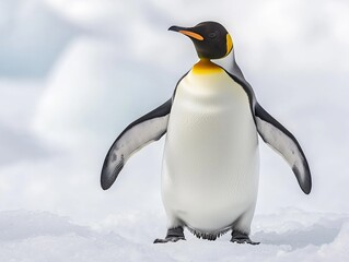 Obraz premium Waddling Penguin on Ice in High Resolution