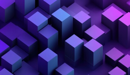 Abstract 3D Purple and Blue Cubes Composition