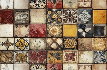 Tile pattern featuring intricate designs in various colors