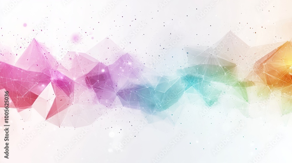 Poster colorful geometric shapes blend seamlessly into each other, creating a dynamic flow of vibrant hues 