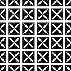 Seamless Black square and Flower and pattern on white background
