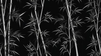 Monochrome Hand-Drawn Bamboo Pattern Design