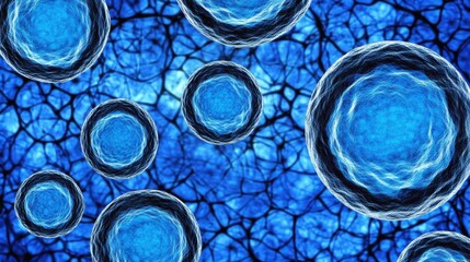Cells on Blue Background