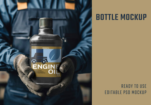 Product Packaging Engine Oile Bottle Mockup With Generative AI
