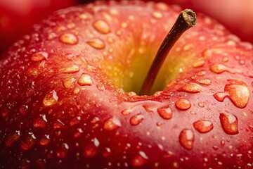 Apple with droplets Macro Close-Up Shot .generative ai