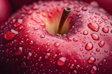 Apple with droplets Macro Close-Up Shot .generative ai
