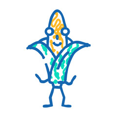 corn character doodle icon sketch vector. corn character sign. isolated symbol illustration