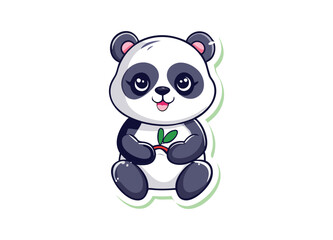 Cute cartoon panda sticker vector illustration