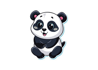 Cute cartoon panda sticker vector illustration