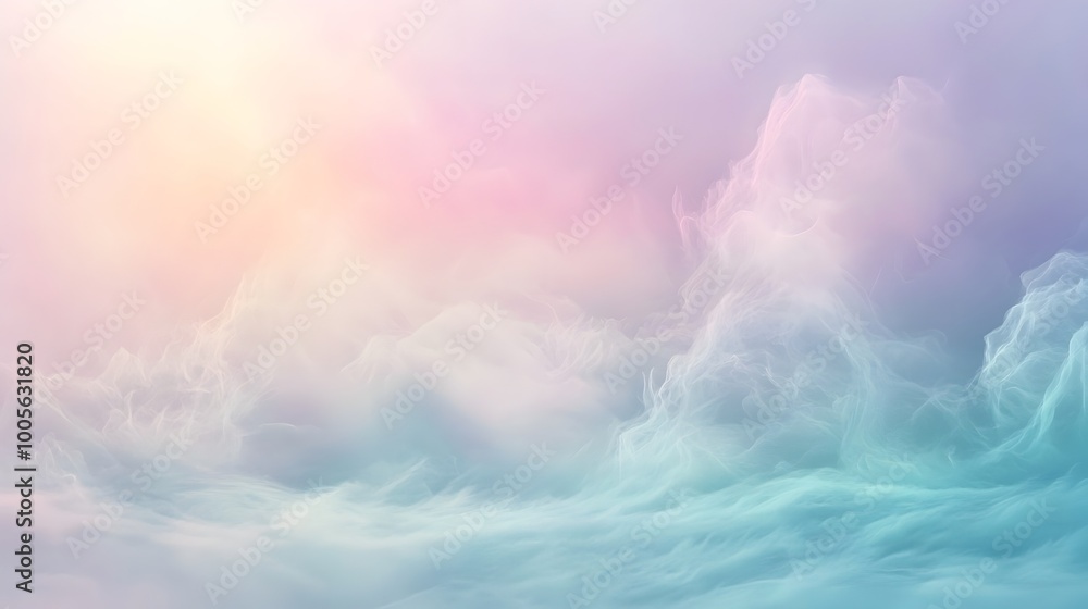 Poster dreamy pastel gradient backdrop with wispy ethereal cloud like formations soft and hazy atmosphere i