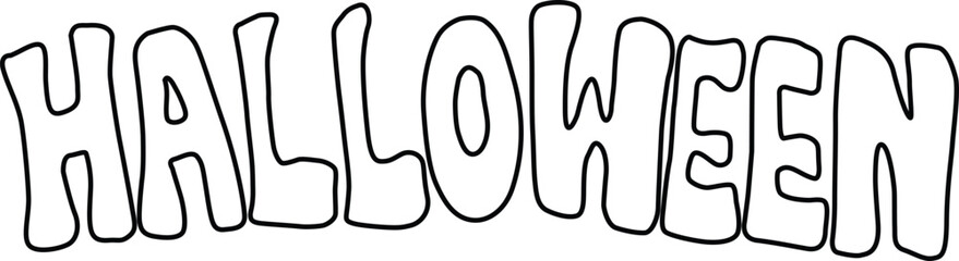 Cute Halloween font. Hand drawn. Black. Outline. Vector Illustration