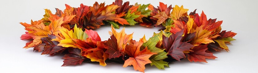 Maple Leaf Wreath, a wreath made entirely of vibrant autumn maple leaves