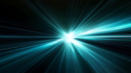 Abstract blue light streaks radiating from a bright white center against a black background.
