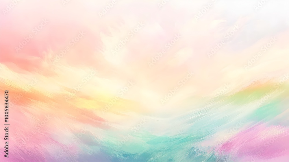 Poster vibrant pastel gradient backdrop with dynamic brush strokes creating an ethereal and dreamlike atmos