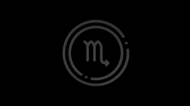 3d Abstract Scorpio Logo / Symbol Spinning and Rotating on Transparent Background. Seamless Loop Isolated 4K Video.