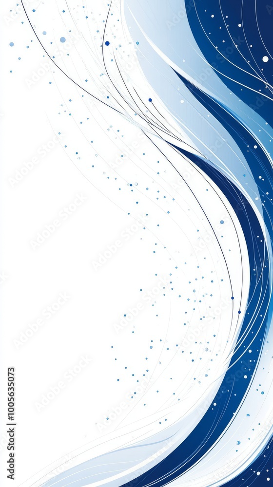 Poster the artwork showcases a captivating blue wave pattern with flowing lines and gentle dots arranged on