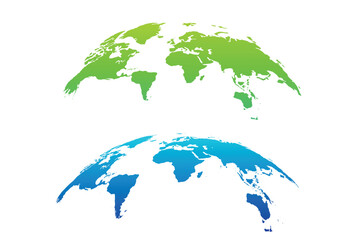 World land atlas or planet cartography vector.Green planet earth Blue planet earth.