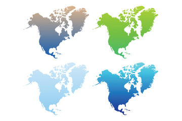 Set of North America Continent Maps.USA, Canada and Mexico map isolated on white background. North America maps set. Vector illustration