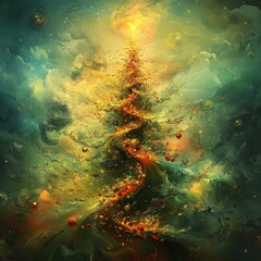 Fototapeta premium Abstract depiction of a Christmas tree in a conceptual artwork.