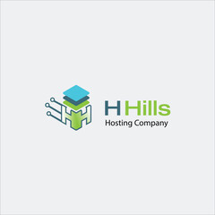 H Hosting and storage and cloud computing logo