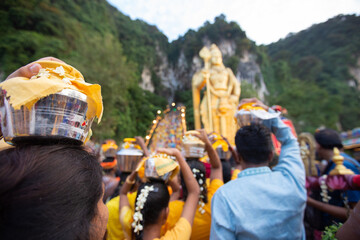 Hindu Devotees take part in the Thaipusam festival in Batu caves, Malaysia.