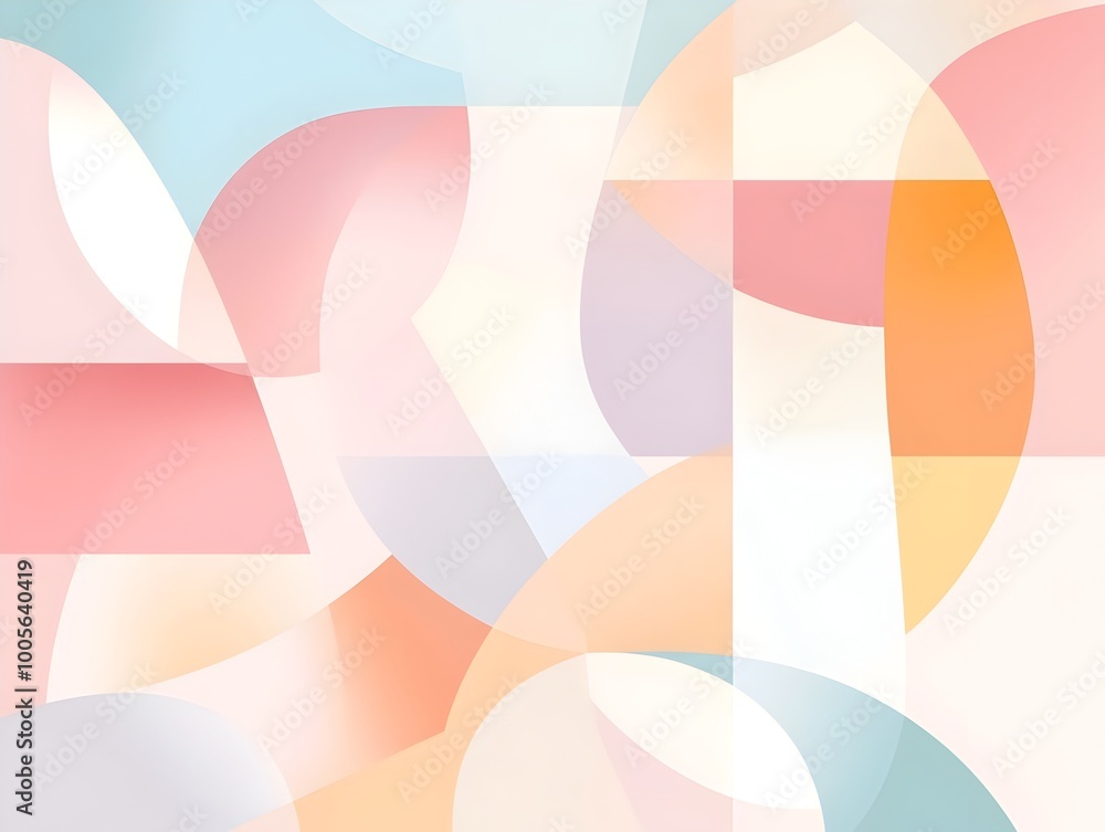 Poster mesmerizing abstract geometric formations in soft pastel hues with a harmonious palette and simplifi