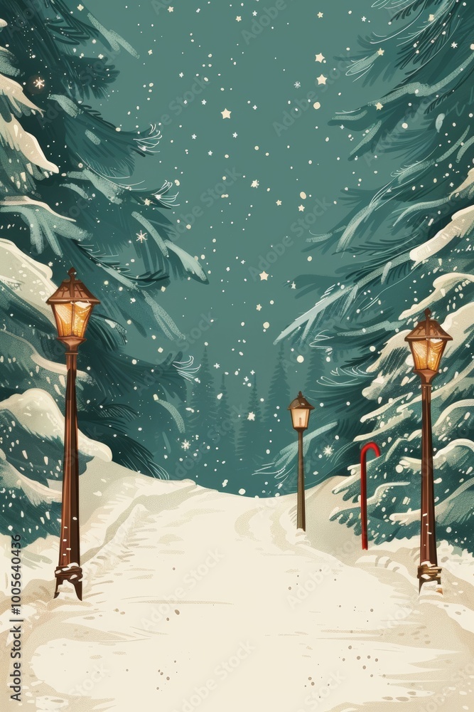 Poster christmas scene featuring a large blank area for adding custom text or graphics.