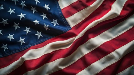 Close up waving flag of America .generative ai