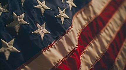 Close up waving flag of America .generative ai