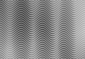 Texture of ribbed glass. Abstract black and white gradient background with wavy lines. Translucent plastic texture. Vector illustration