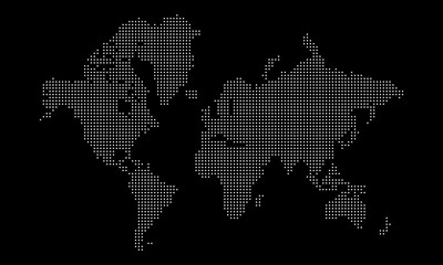 Squire Dotted World Map Vector Design in Simple Squire Dotted Global Map Silhouette Pattern Map