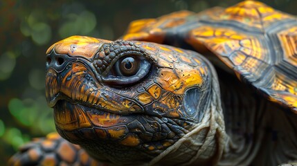 Obraz premium Close Up of a Turtle's Eye and Shell - Wildlife Photography