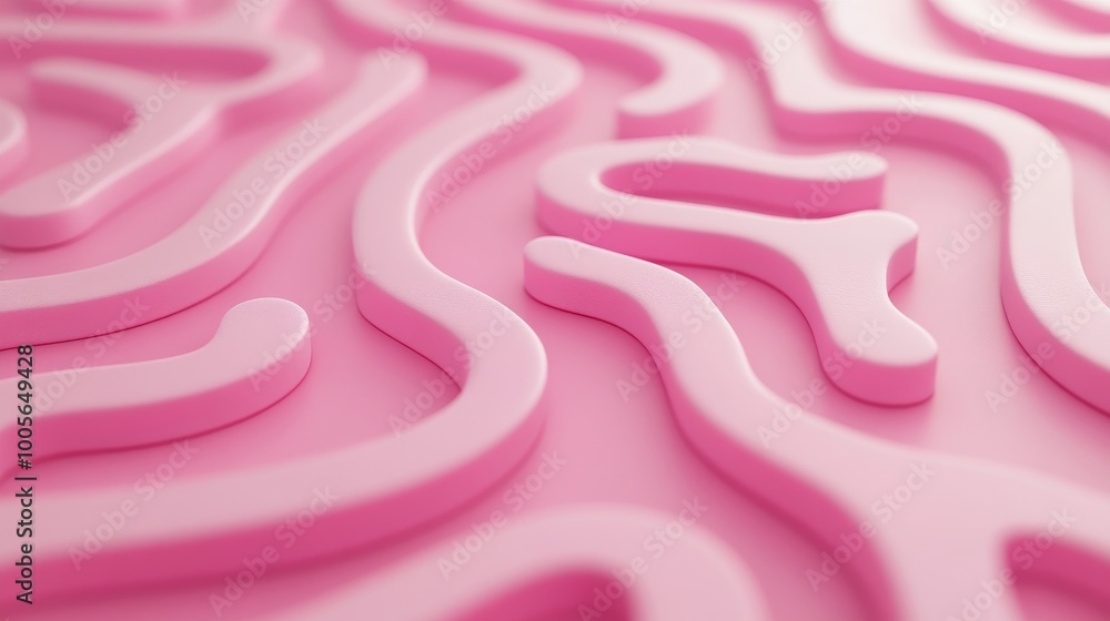 Poster curved pink lines intertwine to form a striking abstract pattern, showcasing a modern design that em