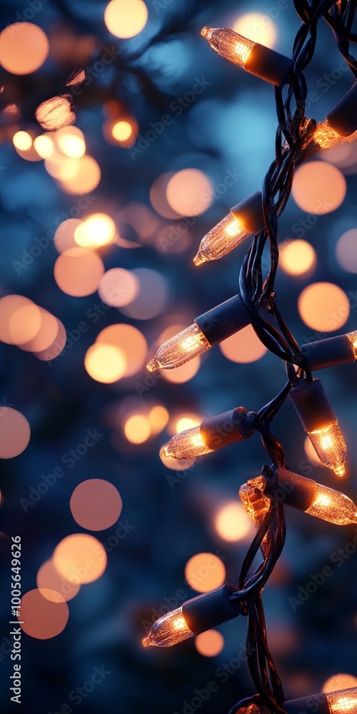 Poster a string of lights with a blue background