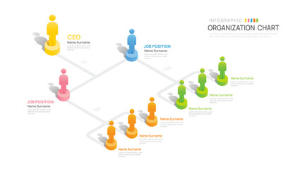 Infographic template for hierarchy organization chart with business avatar icons. vector infographic for business.