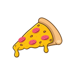 Slice of pepperoni pizza, Vector clip art illustration, All in a single layer.