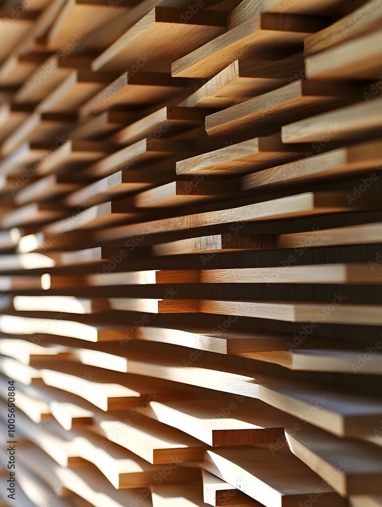 Poster overlapping wooden slats creating a natural organically textured surface in a minimalist contemporar