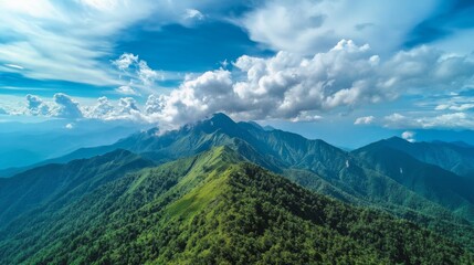 Fototapeta premium fantastic landscape scene with mountain, aerial view of the mountain, landscape scenery, 