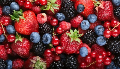 Surface with a mixture of wild strawberries, raspberries, and black berries, Super Foods texture