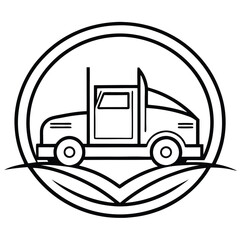Heavy-duty truck line art logo icon vector artwork design, ideal for automotive, transportation, and commercial vehicle-related projects. Perfect for logos and branding.