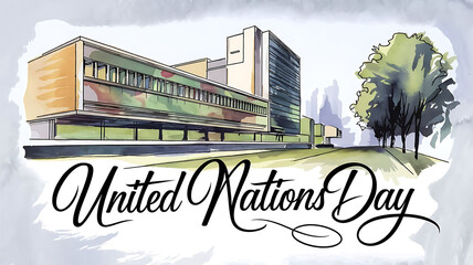 A banner with text united nations day