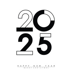 Modern 2025 New Year text with elegant red design. Vector