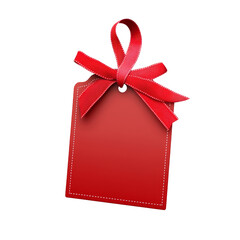 Elegant Red Offer Tag with Ribbon Accents for Marketing Promotions and Discounts