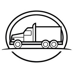 Heavy-duty truck line art logo icon vector artwork design, ideal for automotive, transportation, and commercial vehicle-related projects. Perfect for logos and branding.