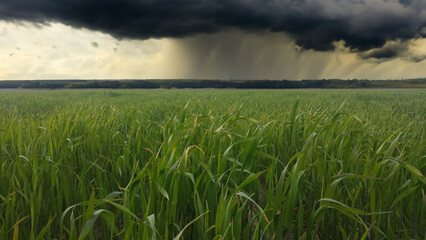 fields crops tall green grass clouds storm fields